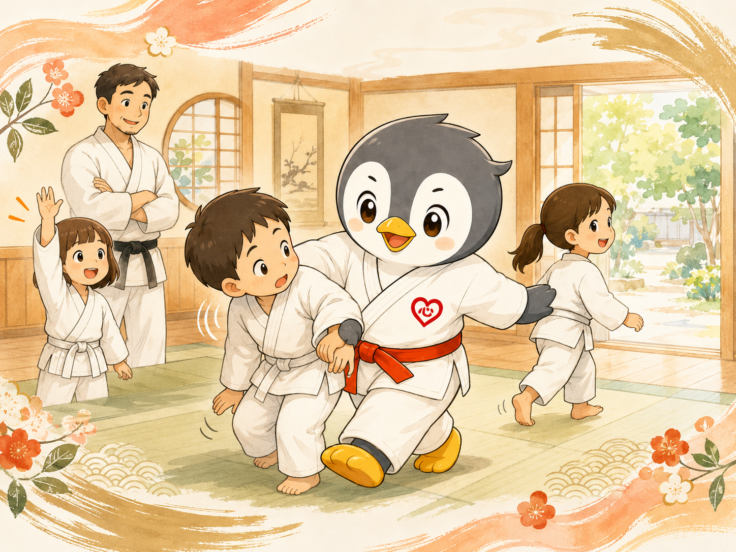 腕をつかまれたときの対処を練習する子ども