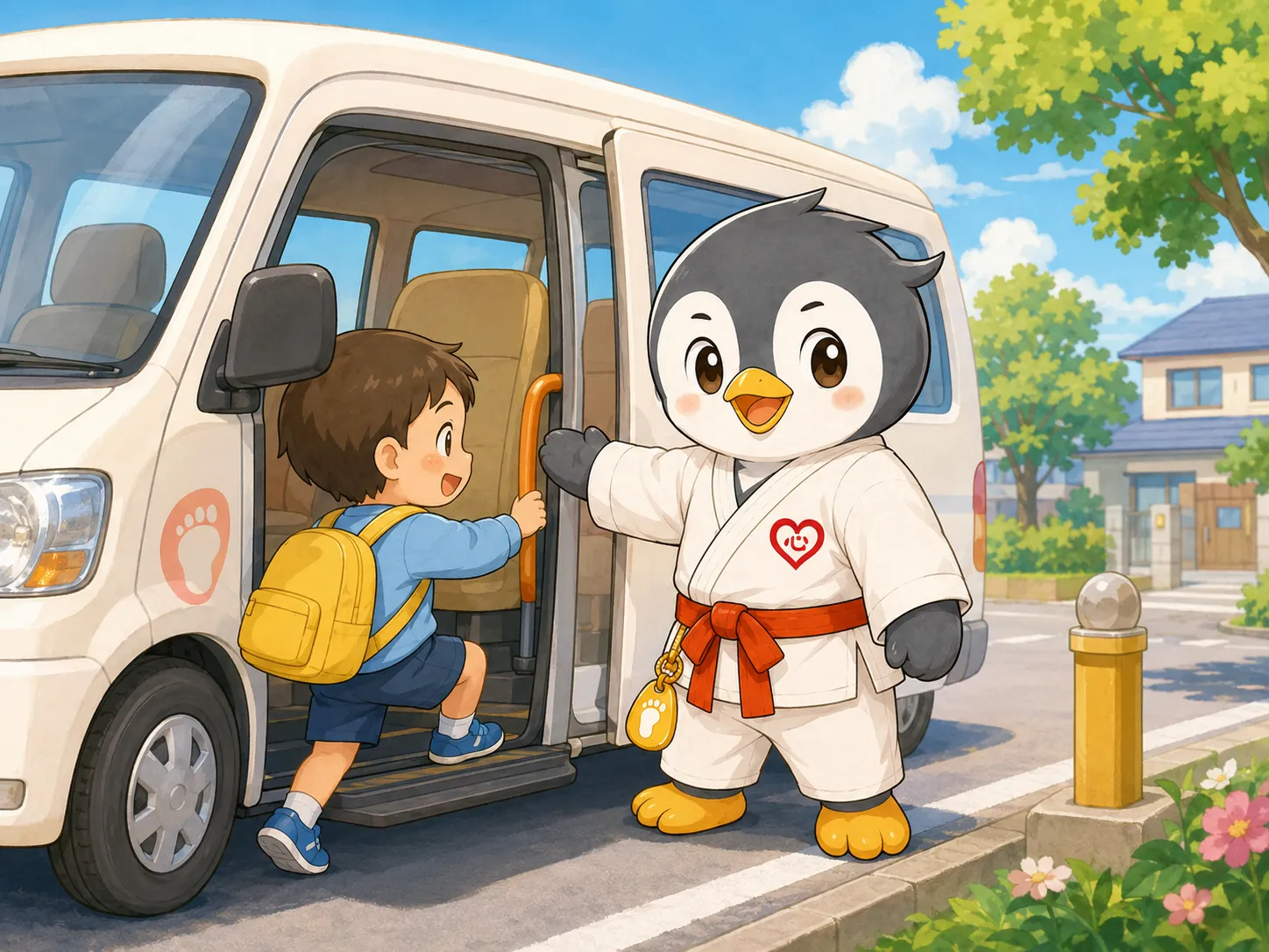 送迎車で一心へ向かう様子