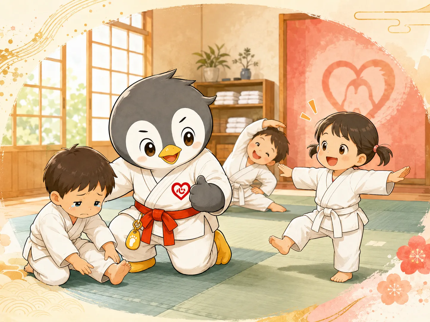 体操をしながら基礎運動に取り組む幼児クラスの様子