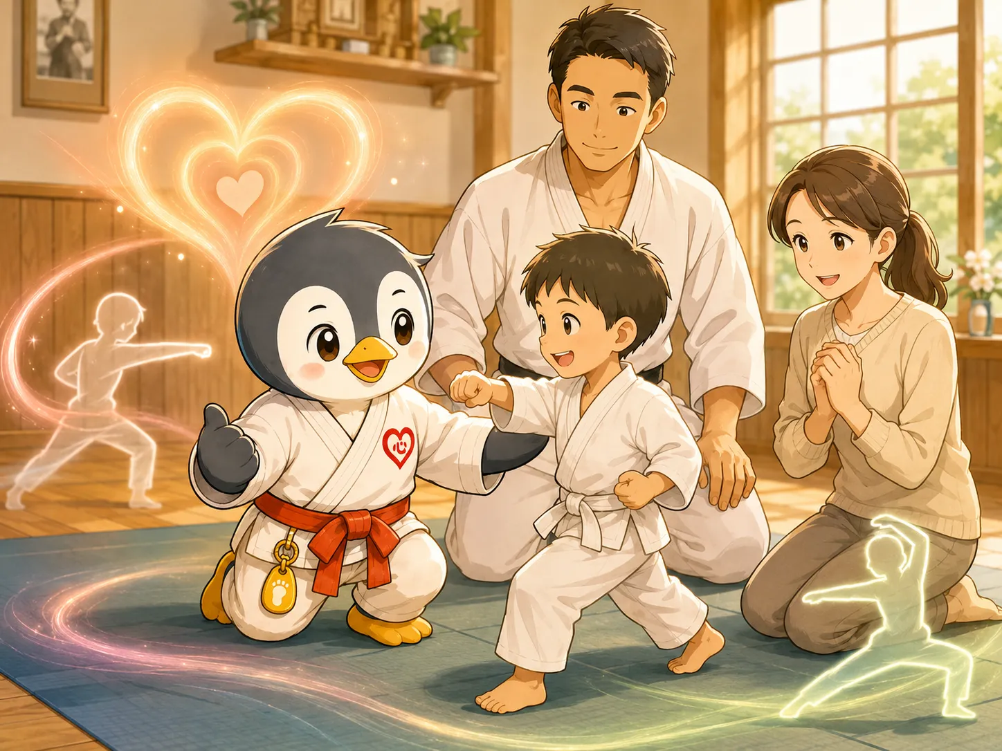 子どもの目線にしゃがんで話しかける指導者